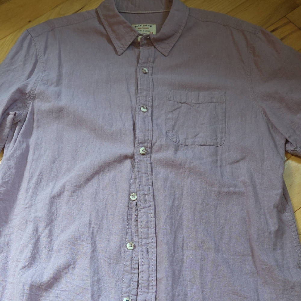 Fat Face Short Sleeve Lavendar Linen Blend Shirt Large